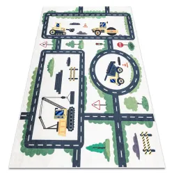 Waschbarer Teppich BAMBINO 2223 Straßen, Autos für Kinder, rutschfest creme - 2. WAHL