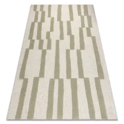 Dywan FLUX 461.109.SA400 wełniany OSTA - Geometryczny, strukturalny, loftowy beż / zielony