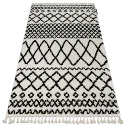 Teppich PROMO BERBER SAFI N9040 Weiß / Schwarz Berberfransen Marokkanisch Shaggy