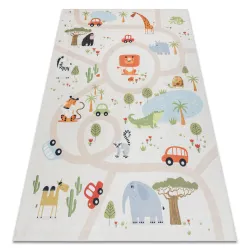 Waschbarer Teppich BAMBINO 1165 Zoo, für Kinder, rutschfest Beige - 2. WAHL