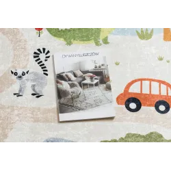 Dywan do prania BAMBINO 1165 Zoo, dla dzieci, antypoślizgowy beż - 2 GATUNEK