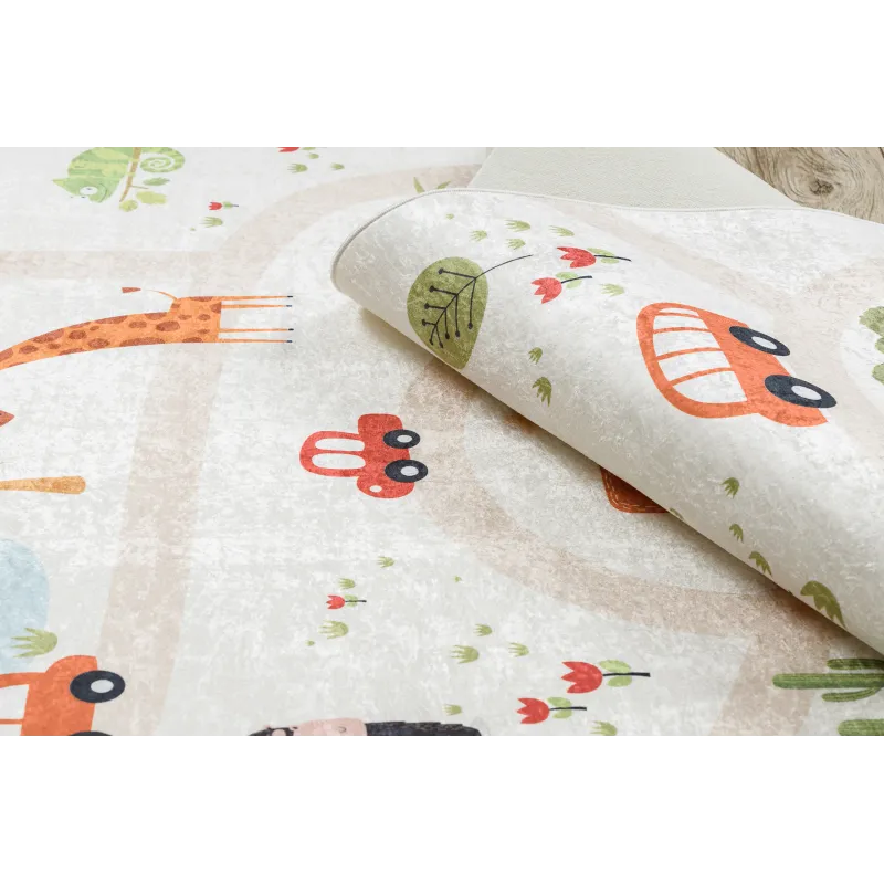 Dywan do prania BAMBINO 1165 Zoo, dla dzieci, antypoślizgowy beż - 2 GATUNEK