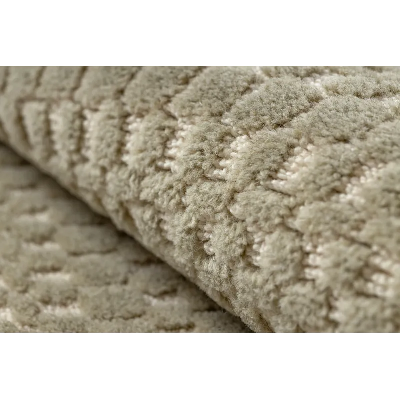 Dywan FLUX 461.139.SA400 wełniany OSTA - Geometryczny, strukturalny, loftowy zielony / beż