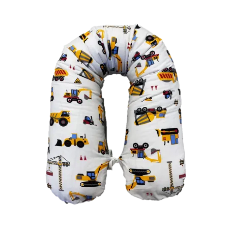 Kissenbezug für Babykissen mit Nutzfahrzeugen 25x145 cm, aus weicher Baumwolle