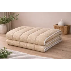 Ganzjahres-Bettdecke aus Mikrofaser Beige Blume 140x200 cm