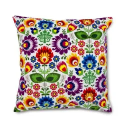 Folk Dekokissen 60x60 cm mit buntem Muster, ideal für das Wohnzimmer
