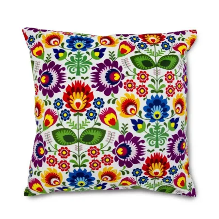 Folk Dekokissen 60x60 cm mit buntem Muster, ideal für das Wohnzimmer