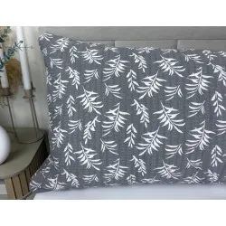 Bezug für Entspannungskissen Crepé Graue Blätter 50x150 cm