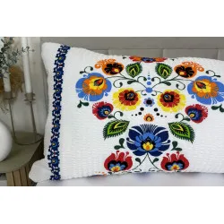 Kissenbezug Folklór Blauer Streifen – Krepp, 100 % Baumwolle, 50x150 cm
