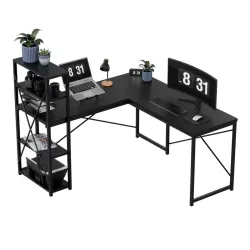 Leader 5.9 Eck-Schreibtisch mit Regalen 145 cm Schwarz