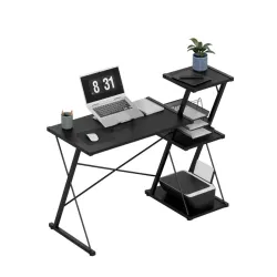Leader 3.5 Schwarz Schreibtisch mit Regalen 116 cm