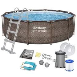 Bestway 56709 Stahlrahmenbecken Garten 366 x 100 cm 10-in-1 Set