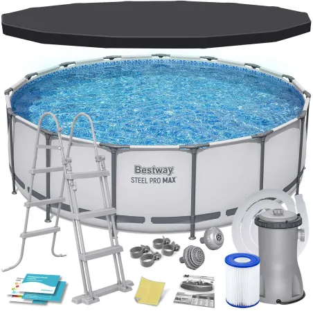 Garten-Stahlrahmen-Pool 457 x 122 cm 11in1, ideal für den Sommer
