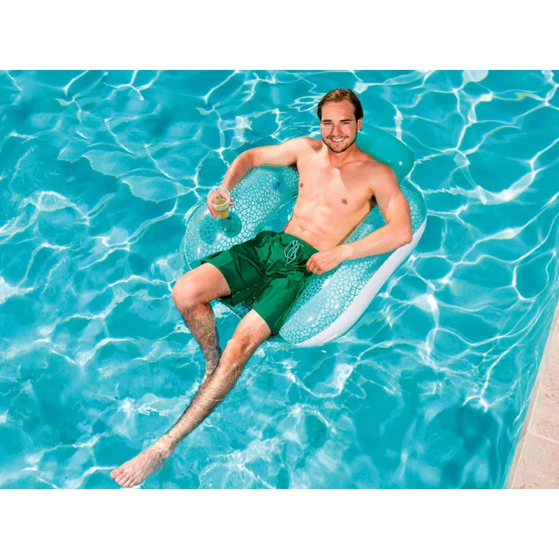 Bestway 43097 Blauer aufblasbarer Schwimmsessel, robust und bequem für den Garten