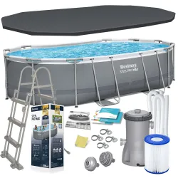 Bestway 56448 Stahlrahmenbecken 488 x 305 x 107 cm mit 12-teiligem Zubehör