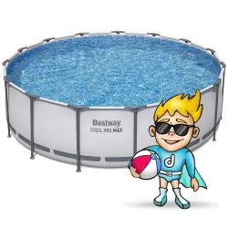 Runder Stahlrahmen-Pool, geräumig und bequem für Sommeraktivitäten im Garten