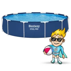 Blauer Stahlrahmen Pool 366 x 76 cm, ideal für den Garten