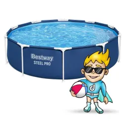 Einfach aufzubauender Garten-Stahlrahmen-Pool 305 x 76 cm 8-in-1, perfekt für den Sommer