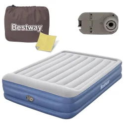 Bestway 67630 Aufblasbare Luftmatratze 203x152x46 cm mit elektrischer Pumpe
