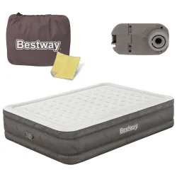 Bestway 69050 Aufblasbare Luftmatratze 203 x 152 x 46 cm mit integrierter Elektropumpe