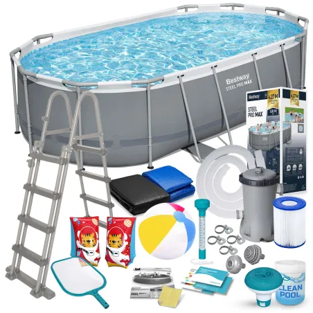 Stahlrahmen-Pool 427 x 250 x 100 cm 18in1 Bestway 56620, robustes Material für den Außenbereich