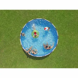 Eleganter Garten-Stahlrahmen-Pool 427 x 122 cm 12in1