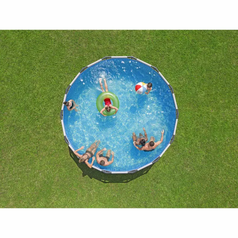 Eleganter Garten-Stahlrahmen-Pool 427 x 122 cm 12in1