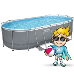 Stahlrahmen Pool 549 x 274 x 122 cm 12in1, modernes Design für den Garten