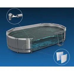 Stahlrahmen Pool 549 x 274 x 122 cm 12in1, langlebiges Material für den Garten