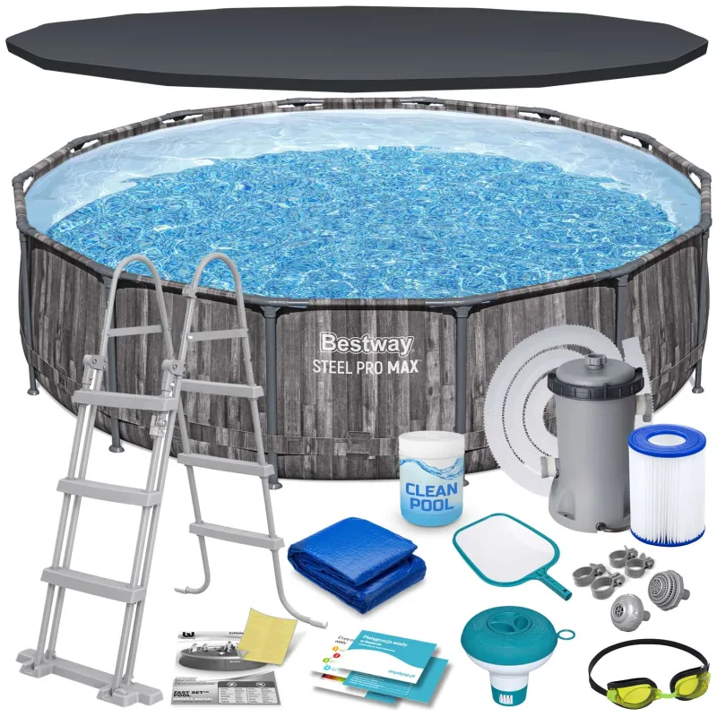 Bestway 5614Z Stahlrahmenbecken 427 x 107 cm, ideal für den Garten