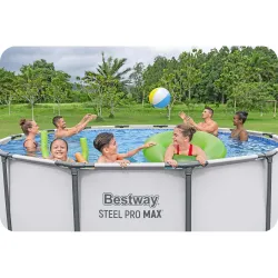 Blauer Stahlrahmen-Gartenpool 396 x 122 cm, ideal für sommerliche Gartenaktivitäten