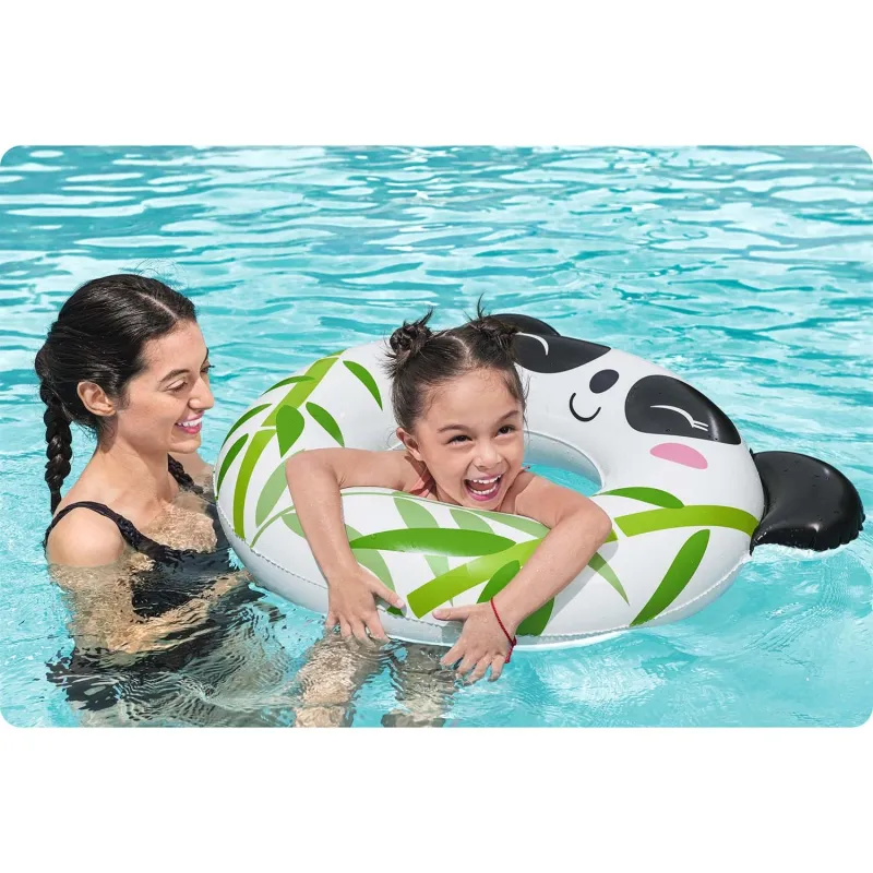 Panda-Schwimmring in Schwarz-Weiß, ideal für Wasserspaß