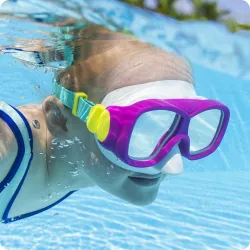 Modische rosa-türkise Schwimmmaske, perfekt für den Pool