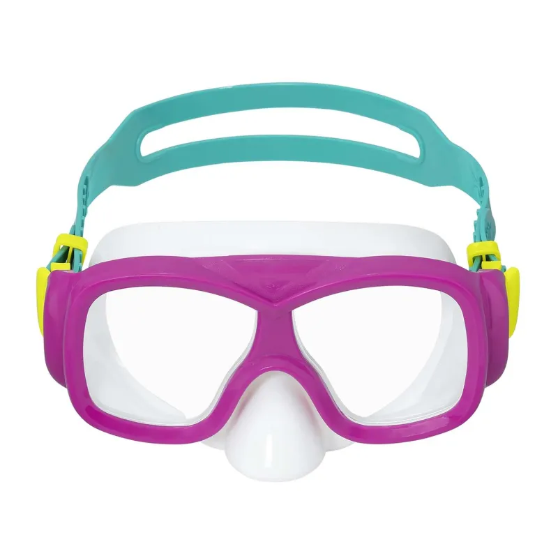 Bequeme Schwimmmaske in rosa-türkis, ideal für den Urlaub