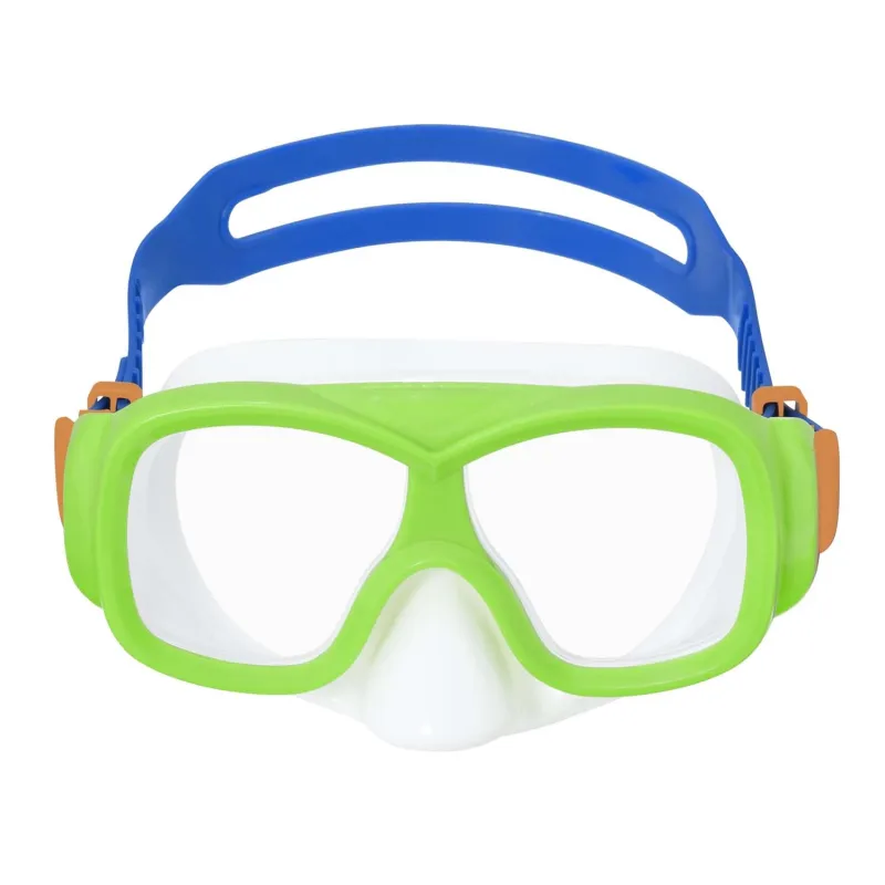 Hochwertige Schwimmmaske mit grün-blauem Design, ideal für Kinder
