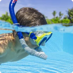 Tauchset in stilvollem Marineblau-Grau, ideal für Schnorcheln
