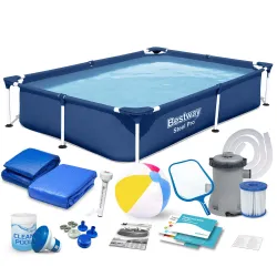 Bestway 56401N Rechteck-Stahlrahmenbecken 221 x 150 x 43 cm 16in1