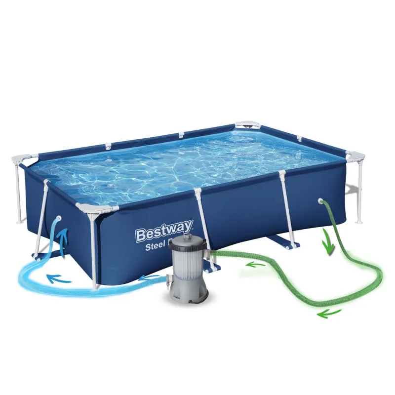 Garten-Stahlrahmenbecken 259x170x61 cm ideal für den Spaß im Freien mit Kindern Bestway 56403N