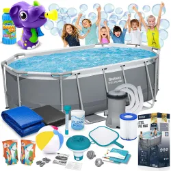 Garten-Stahlrahmen-Pool 305 x 200 x 84 cm 17-in-1 Bestway 5614A + Seifenblasenmaschine GRATIS