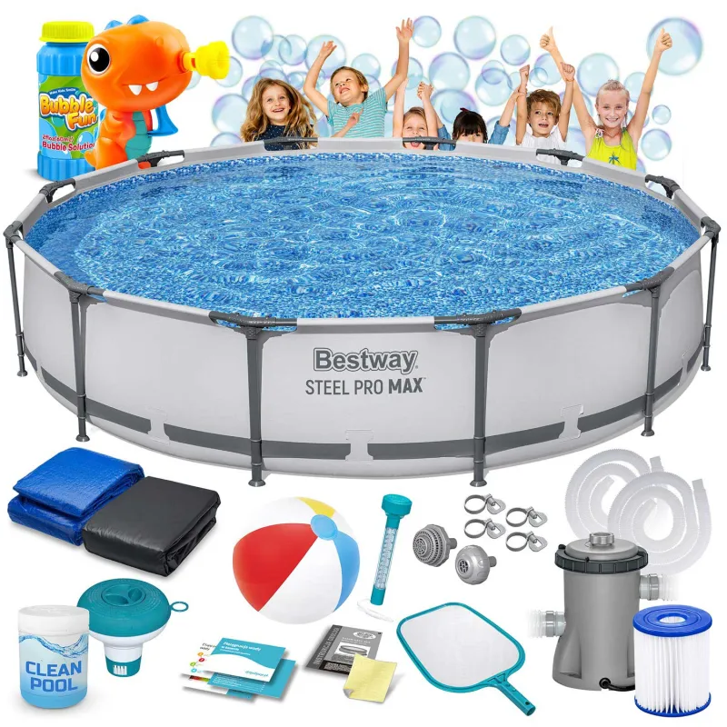 Stahlrahmen Pool 366 x 76 cm, ideal für den Garten, 16in1 Bestway 56416