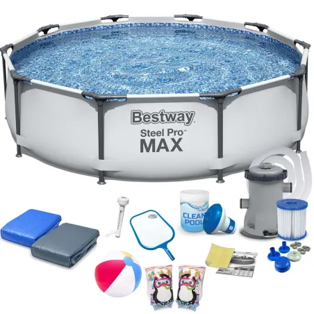 Bestway 56406 Stahlrahmenbecken 305 x 76 cm, robustes Material, Gartenpool