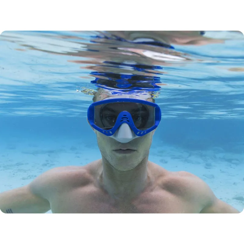 Modische blaue Schwimmmaske, ideal für Pool und Strand