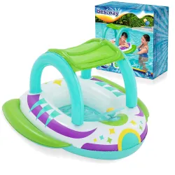 Strandluftmatratze mit Dach 107 x 112 cm, aufblasbarer Schwimmkörper