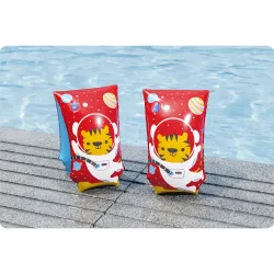 Gelbe Schwimmflügel für Kinder mit Tiger-Motiv
