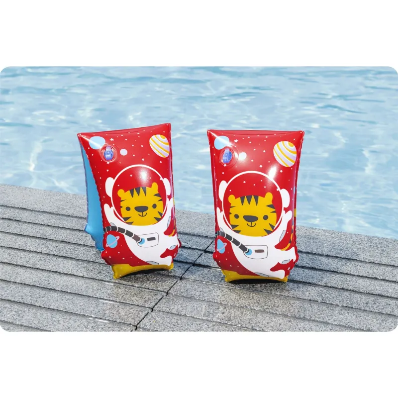 Gelbe Schwimmflügel für Kinder mit Tiger-Motiv