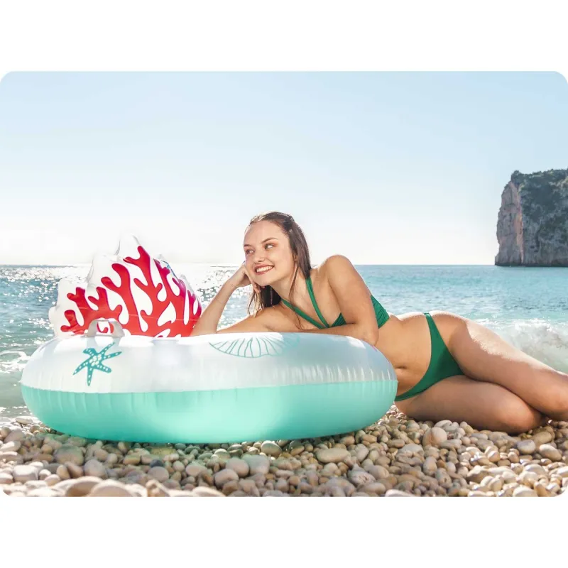 Bunter Schwimmring mit Rückenlehne, ideal für entspannende Stunden im Wasser