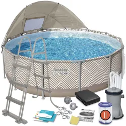 Garten Stahlrahmen Pool 396 x 107 cm 11in1, robustes Material für den Garten