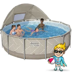 Garten Stahlrahmen Pool 396 x 107 cm 11in1, ideal für sommerlichen Spaß im Freien