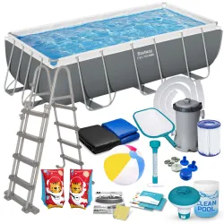 Gartenpool Stahlrahmen 404 x 201 x 100 cm 18in1, robustes PVC-Material