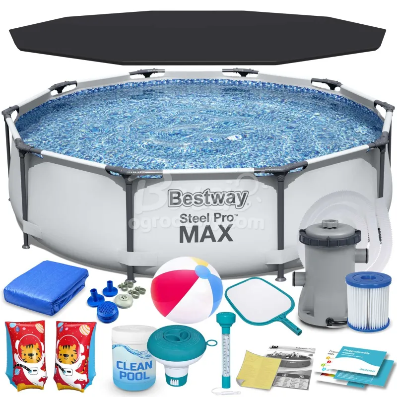 Bestway 56408 Stahlrahmen-Pool 305 x 76 cm 17-in-1, robustes Material für den Garten